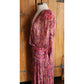Vintage 80s Red Floral Print Dress Gauzy V Neckline