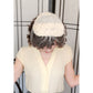 Vintage 50s Ivory Close Hat w/Ruched Ribbon & Netting