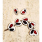 Vintage 60s Scandinavian Enamel Jewelry Set MCM K Denning Signed Bracelet Clip Earring Set White Red