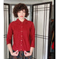 Vintage 50s Cranberry Red Wool Cardigan by Glasgo