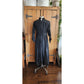 Antique 1910s Black Day Dress Long Sleeves Pleated Cotton Edwardian M