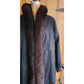 Vintage 80s Neiman Marcus Fur Coat Brown Possum Reversible Black Trench