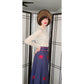 Vintage 70s Dark Denim Long Skirt Red Butterfly Embroidery India S. Kumar