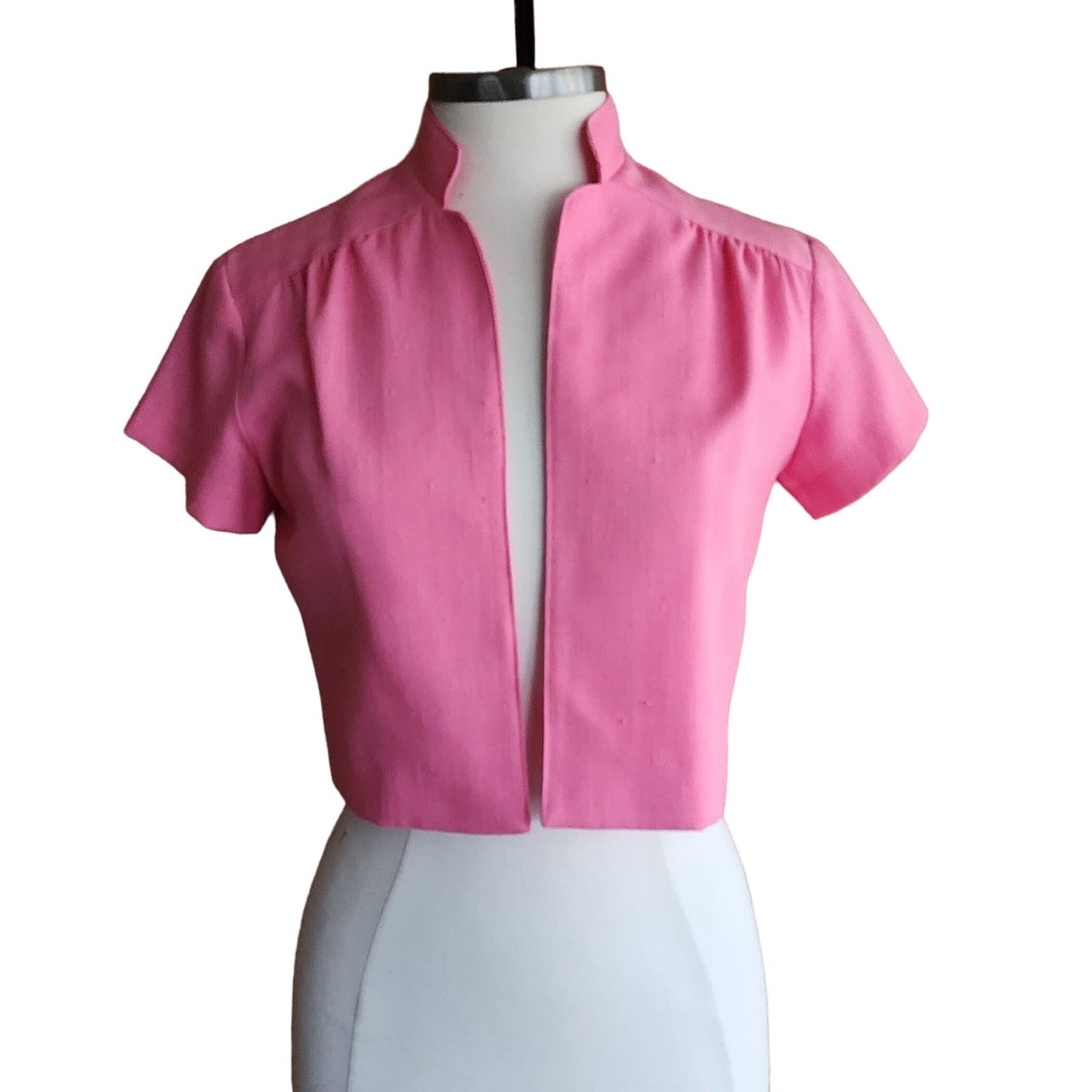 Vintage 80s Pink Cropped Jacket Lanz Short Sleeved