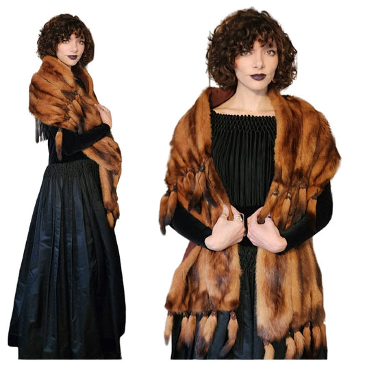 40s Fitch Fur Stole With Tails Pelt Chas Bobinsky Chicago