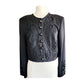Vintage 80s Black Cropped Blazer Embroidered Beaded Marie St Claire