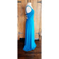 Vintage 90s Armani Blue Evening Dress Criss Cross Back