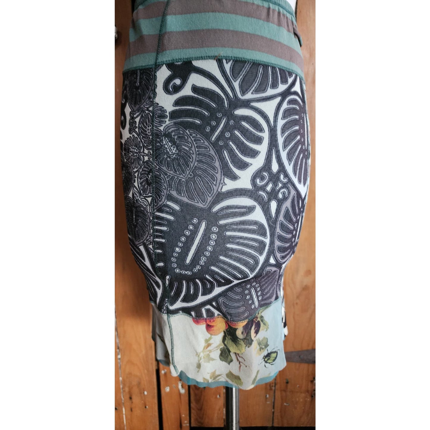 Vintage 90s Gaultier Skirt Stretchy Blue Graphic Print