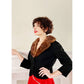 50s Black Wool Blazer w-Brown Mink Fur Collar Designer's Shop Chas A Stevens M