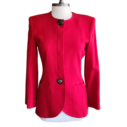 Vintage 80s Red Blazer by Kasper Single Button Closure