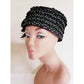 Vintage 60s Hat Black White Polka Dot Print Mod Toque Bow Ruffles