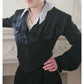 Antique Edwardian Jacket 1900s Black Satin w/Ribbon Embellishment