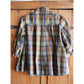 Vintage 60s Maternity Blouse Plaid Print Blue Beige