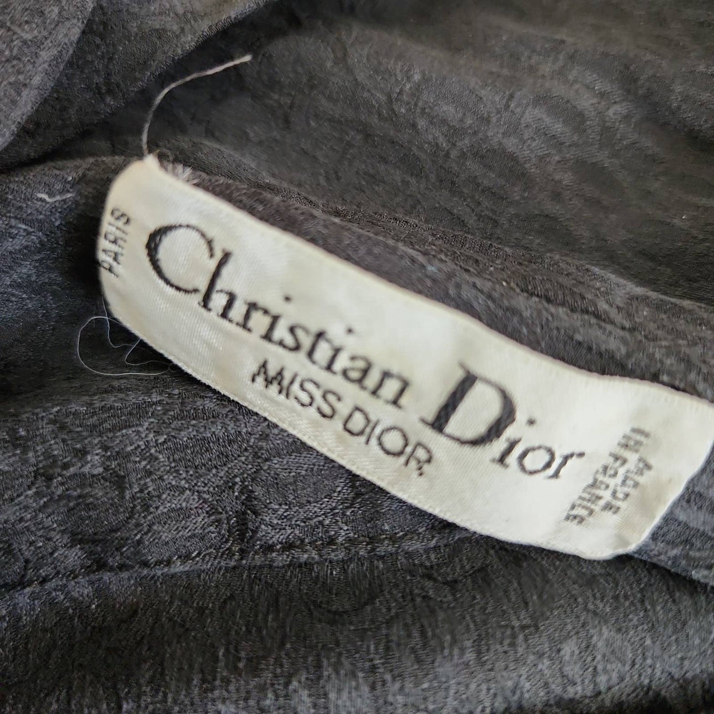 Vintage 70s Christian Dior Dress Long Sleeved Black Silk
