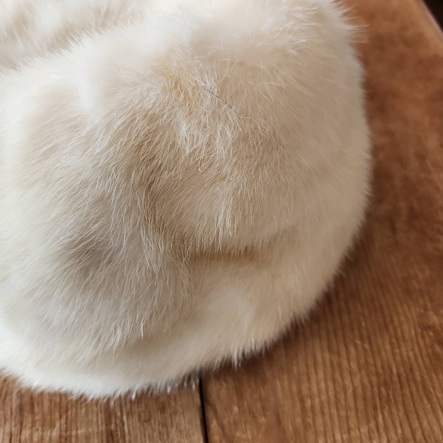 Vintage 60s White Mink Fur Hat Pillbox Beanie Hudson's Salon Detroit