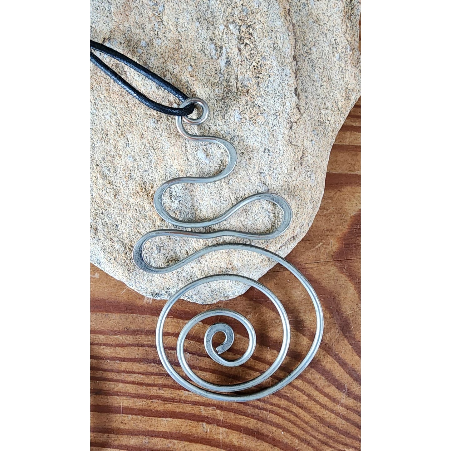 Vintage Silver Spiral Pendant Necklace