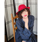 Vintage 70s Raspberry Red Wool Hat Large Brim Betmar