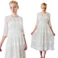 Edwardian White Cotton Tea Dress Sailor Collar Mildred