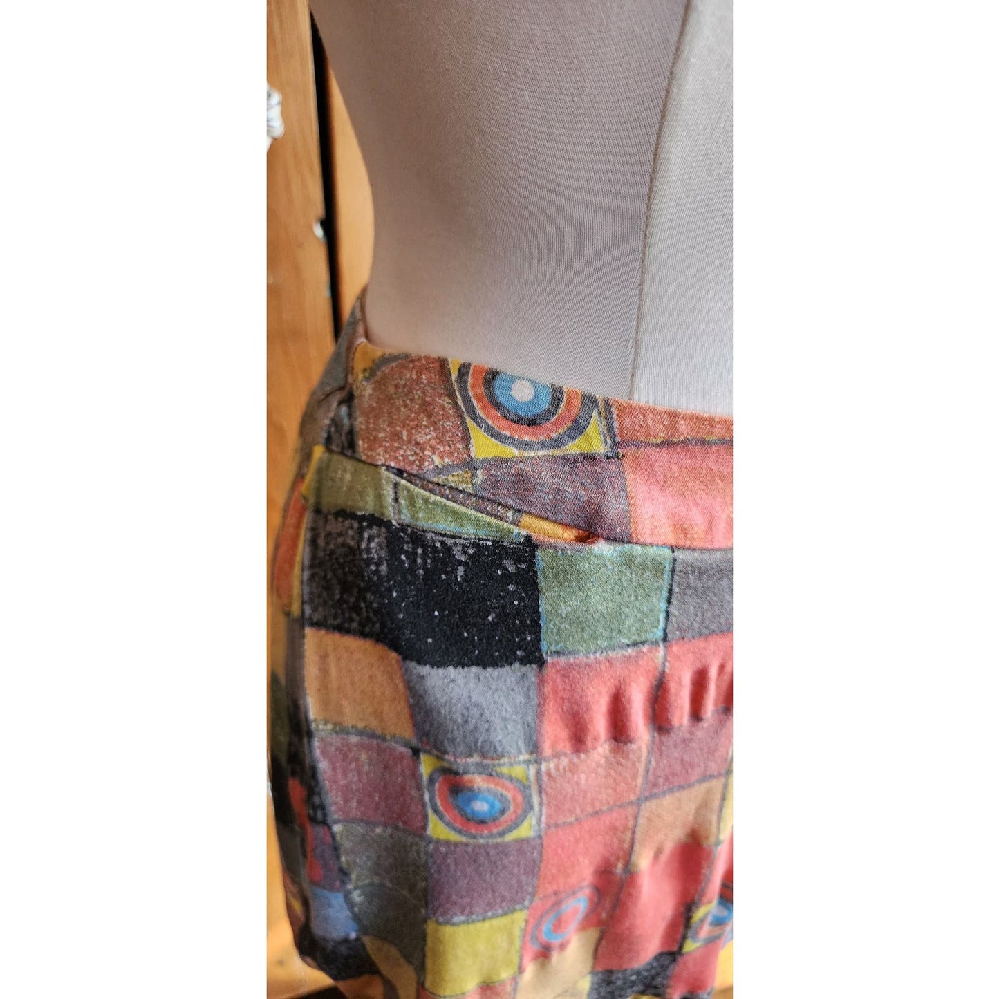 Vintage 90s Mini Skirt Patchwork Print Multicolored Graphic Express