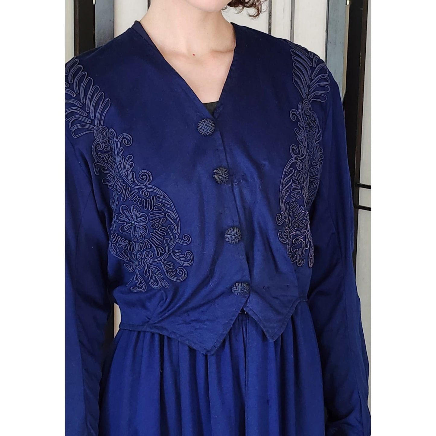Edwardian Dress Suit Blue Wool Soutache Embroidery AS IS