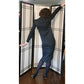 Vintage 70s Christian Dior Dress Long Sleeved Black Silk