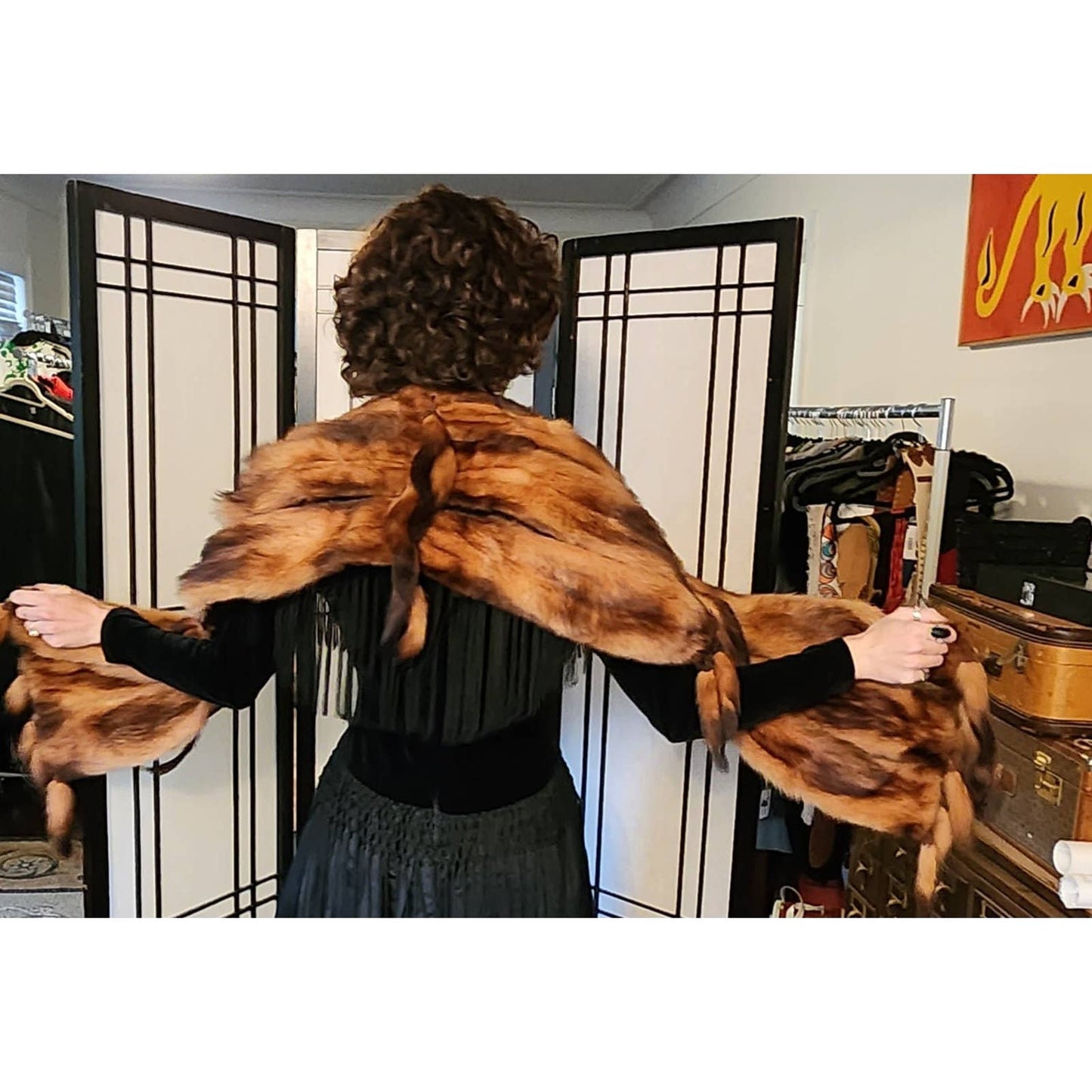 40s Fitch Fur Stole With Tails Pelt Chas Bobinsky Chicago