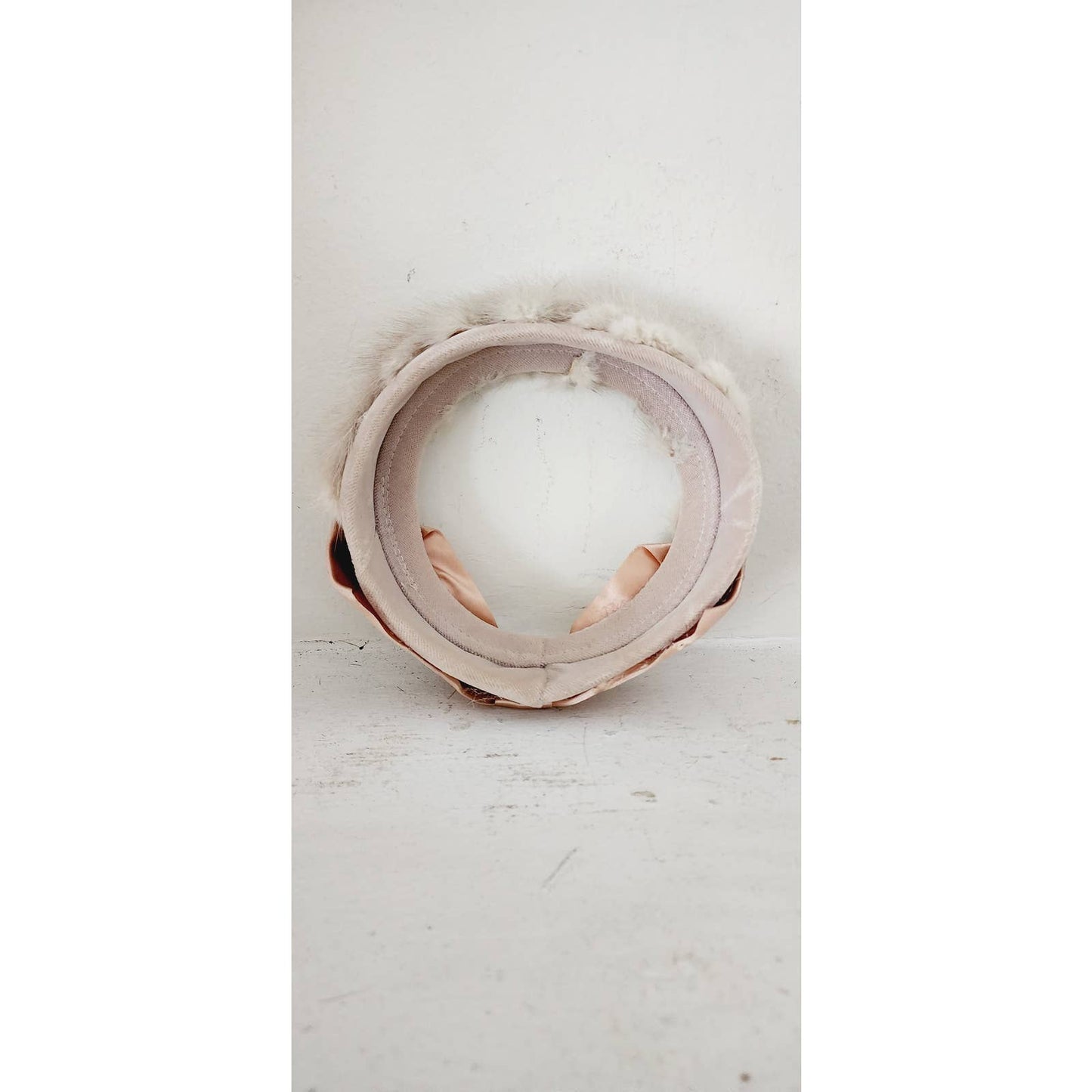 Vintage 50s Fur Circlet Hat Blonde Mink Satin Bow