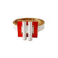 Vintage Modernist Trifari Bracelet Enamel Orange Red White Geometric