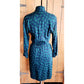 Vintage 80s Liz Claiborne Button Down Dress Green Blue Print