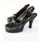Vintage 40s Shoes Black Leather Slingbacks High Heel Beleganti Size 7