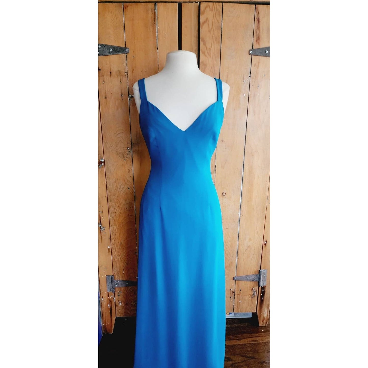 Vintage 90s Armani Blue Evening Dress Criss Cross Back