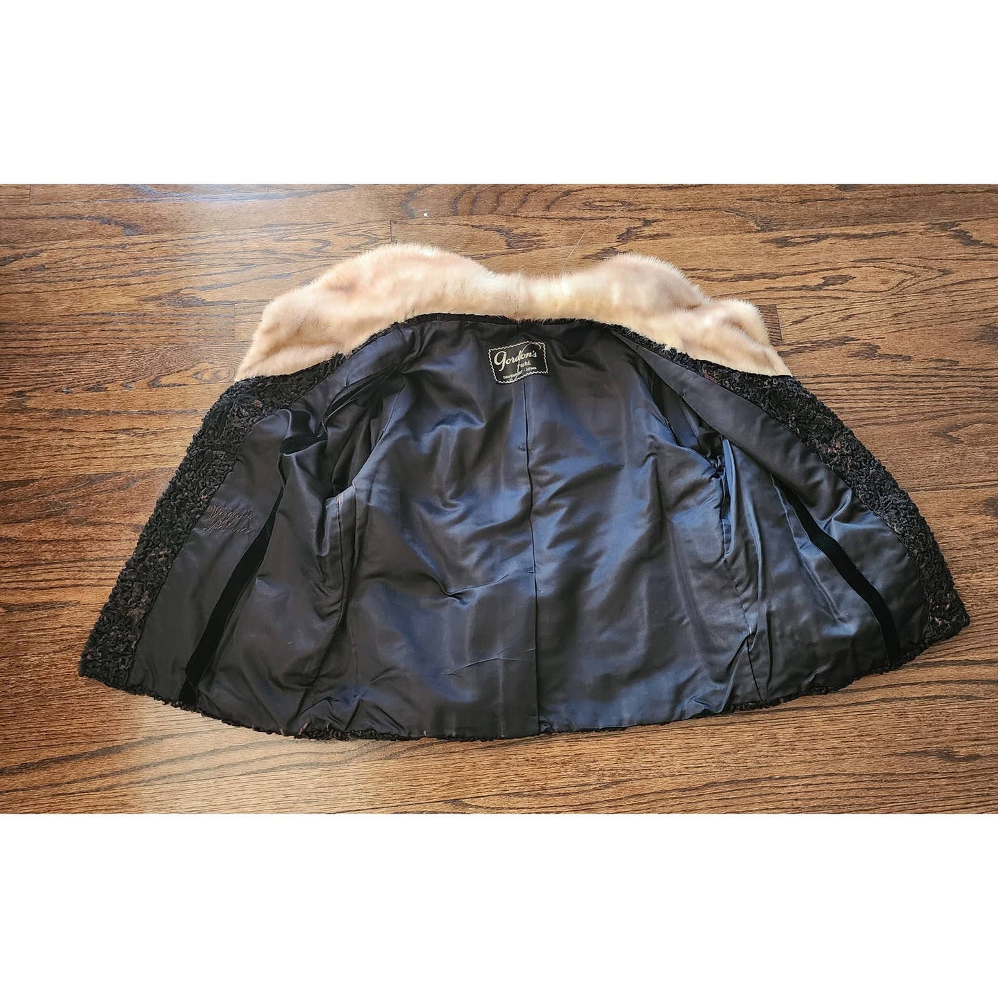 Vintage 50s Fur Collared Jacket Brown Persian Curly Wool Gordons