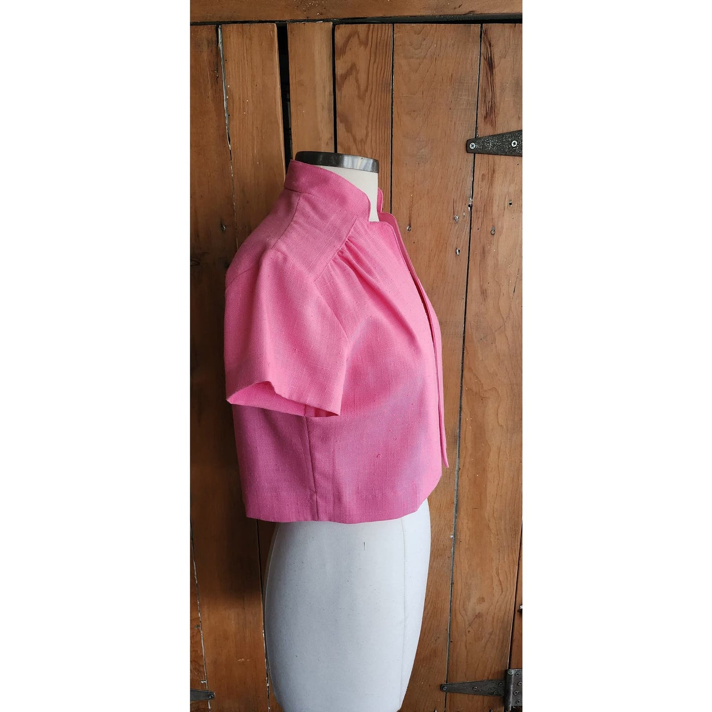 Vintage 80s Pink Cropped Jacket Lanz Short Sleeved