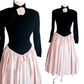 Vintage 80s Victor Costa Dress Black Velvet Pink Satin