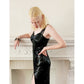 Vintage 90s Black Sequined Evening Dress w/Spaghetti Straps Niteline Della Roufagoli