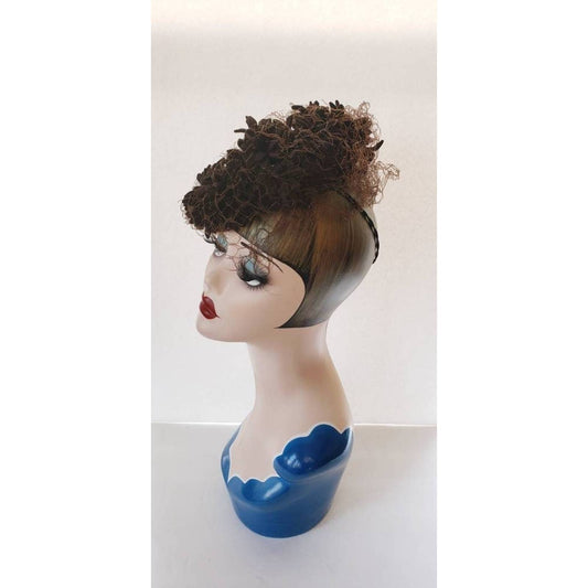 40s Bes-Ben Hat in Brown Wool Floral Crown