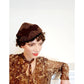Vintage 50s Brown Felt Hat Copper Beaded Art Deco Style
