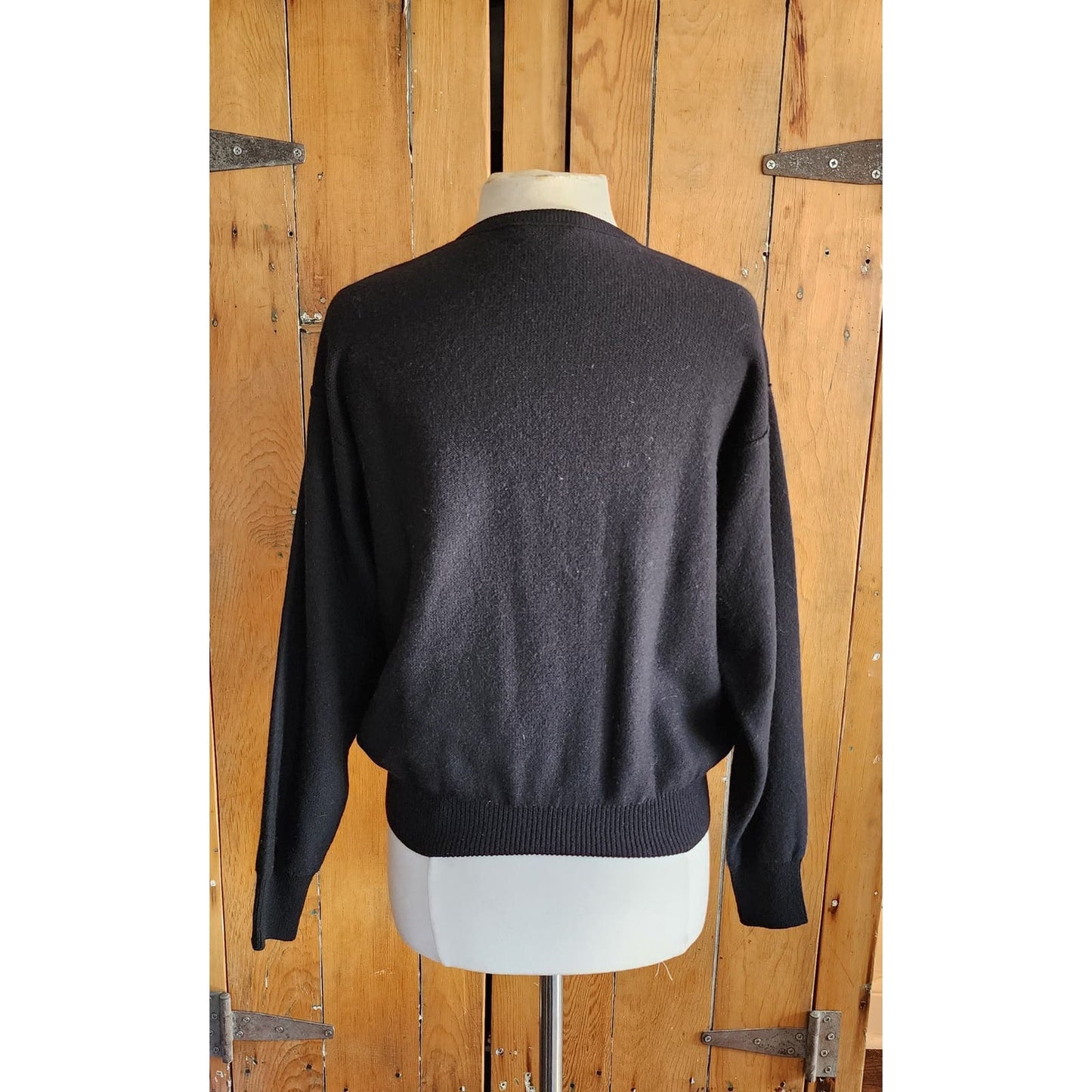 Vintage 90s Sonia Rykiel Black Sweater Buttons at Shoulder