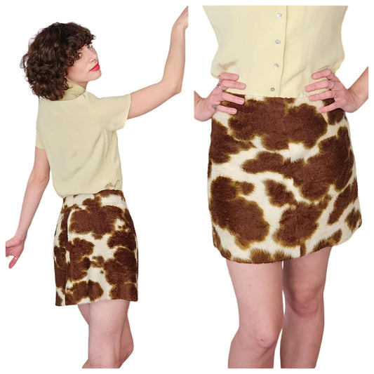 Vintage 60s Mini Skirt Giraffe Animal Print