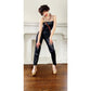 Vintage 80s Black Bodysuit Red Zippers Fredericks of Hollywood Skintight Jumpsuit