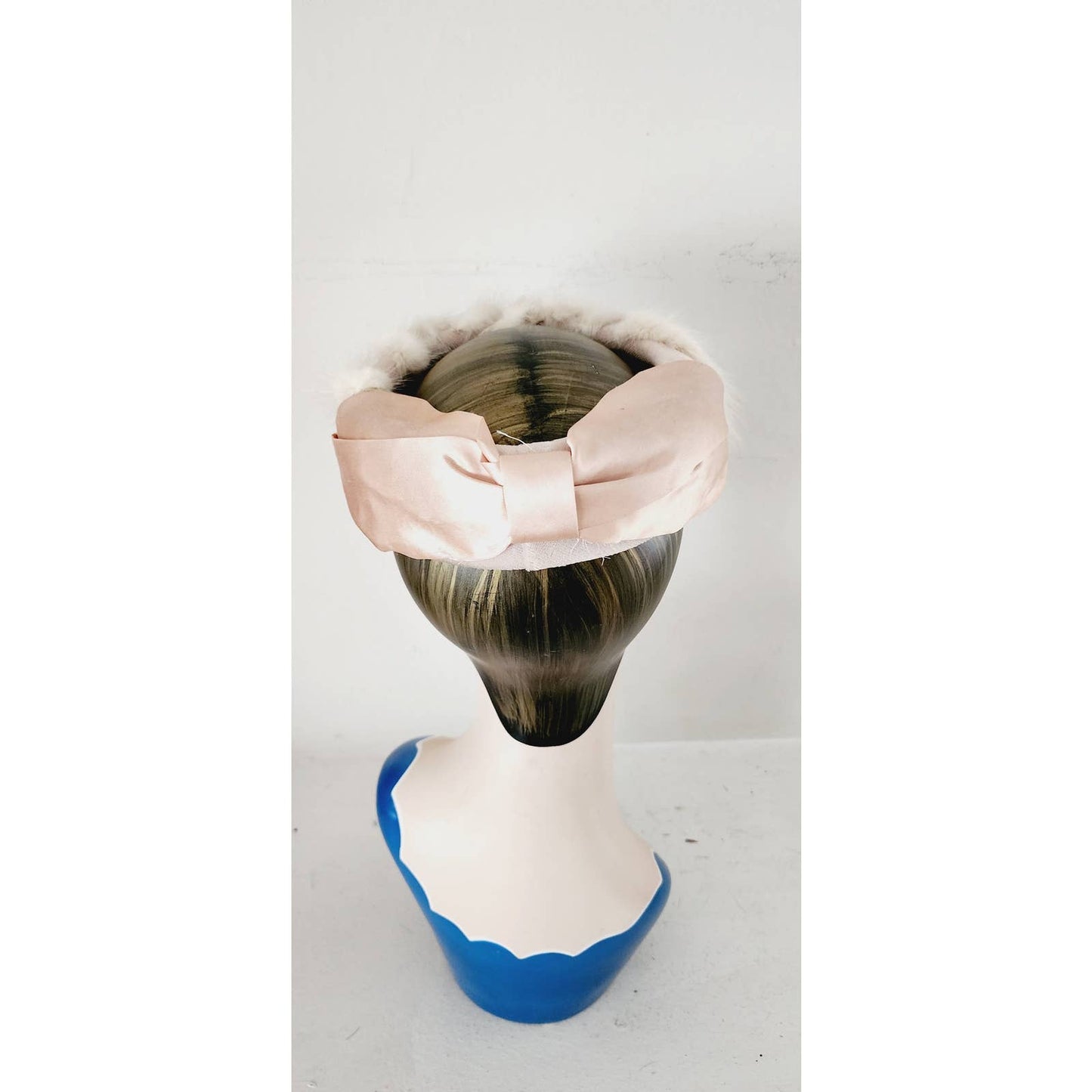 Vintage 50s Fur Circlet Hat Blonde Mink Satin Bow