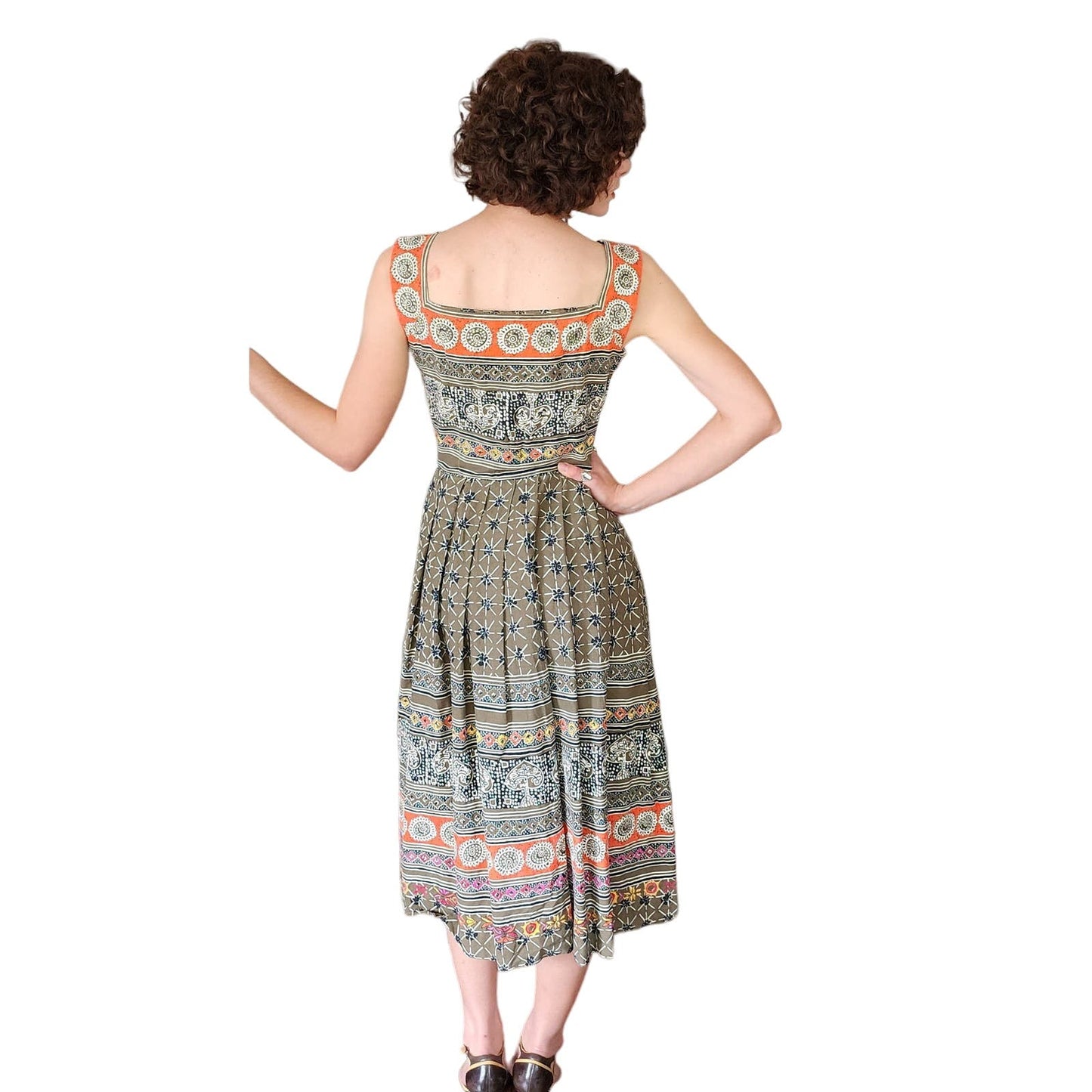 Vintage 70s Sun Dress Multicolored Cotton Print Hal Hardin