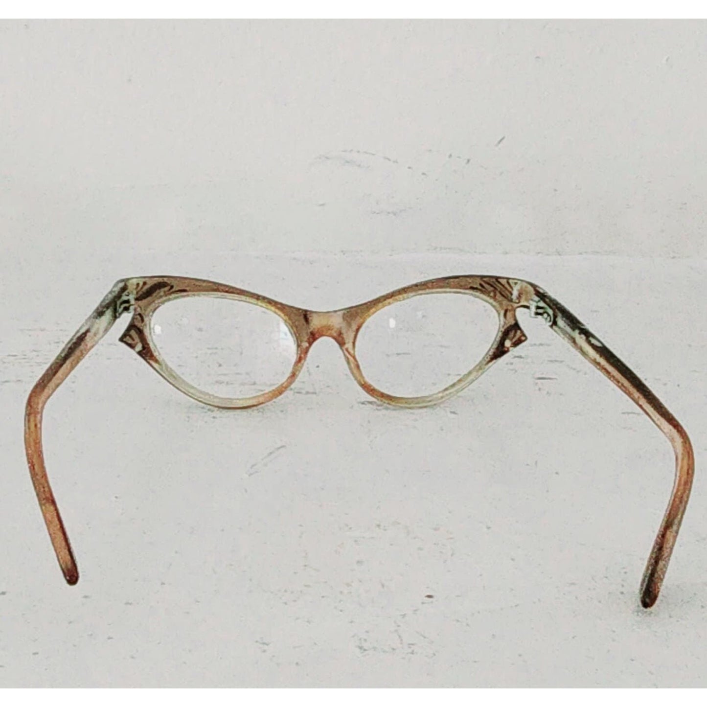 Vintage 50s Cat Eye Glasses Light Brown Frames Made in France