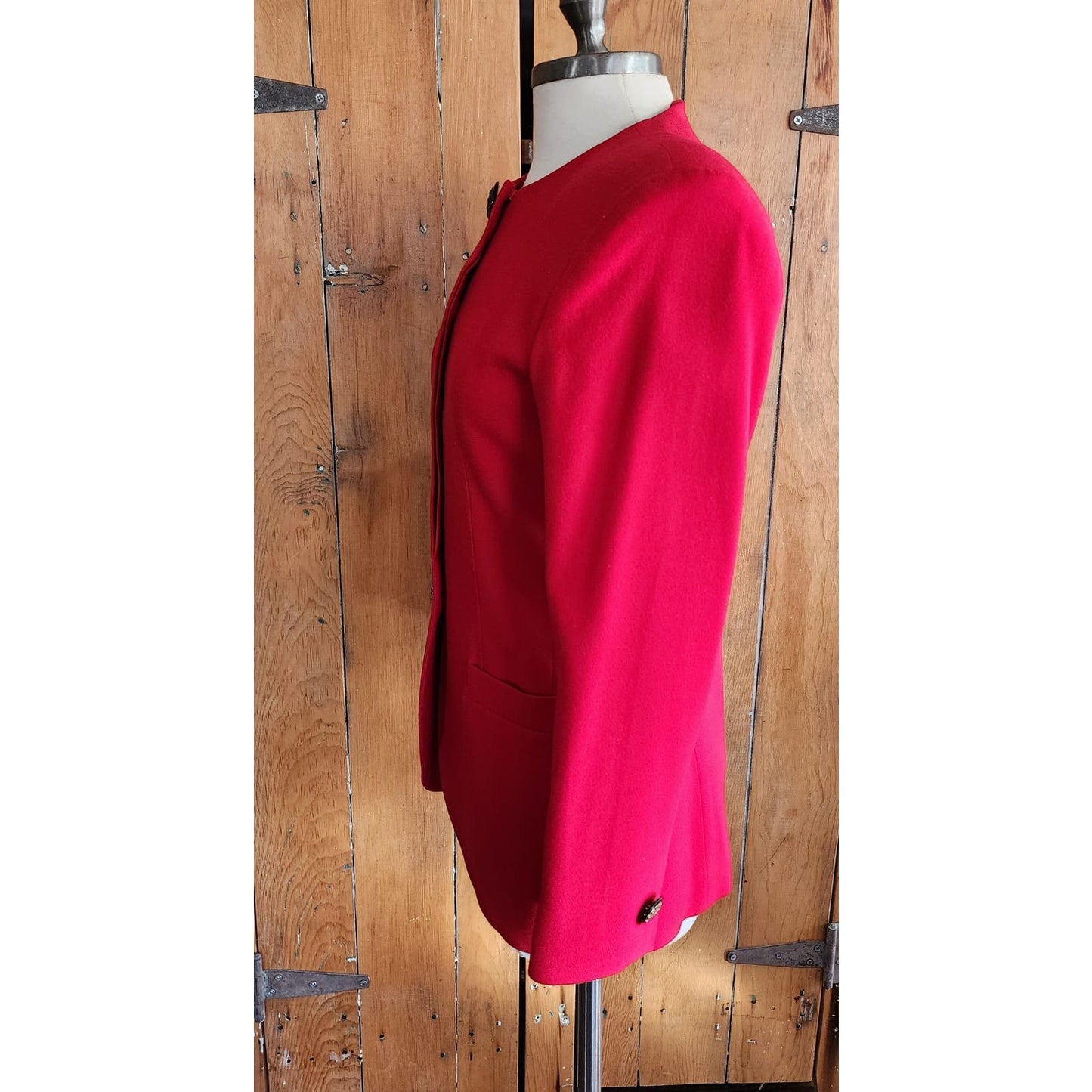 Vintage 80s Red Blazer by Kasper Single Button Closure