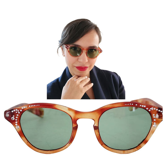 50s Cat Eye Sunglasses Nil Melius Orange Tortoiseshell Frames
