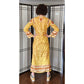 Vintage 60s Caftan Dress in Yellow Brown Psychedelic Print