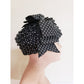 Vintage 60s Hat Black White Polka Dot Print Mod Toque Bow Ruffles