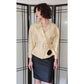 Vintage 90s Thierry Mugler Skirt Suit Beige Black Silk 40