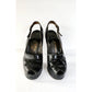 Vintage 40s Shoes Black Leather Slingbacks High Heel Beleganti Size 7