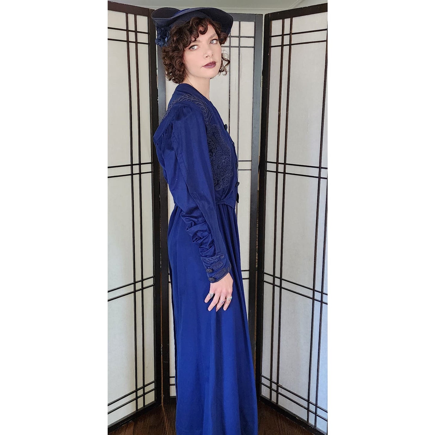 Edwardian Dress Suit Blue Wool Soutache Embroidery AS IS
